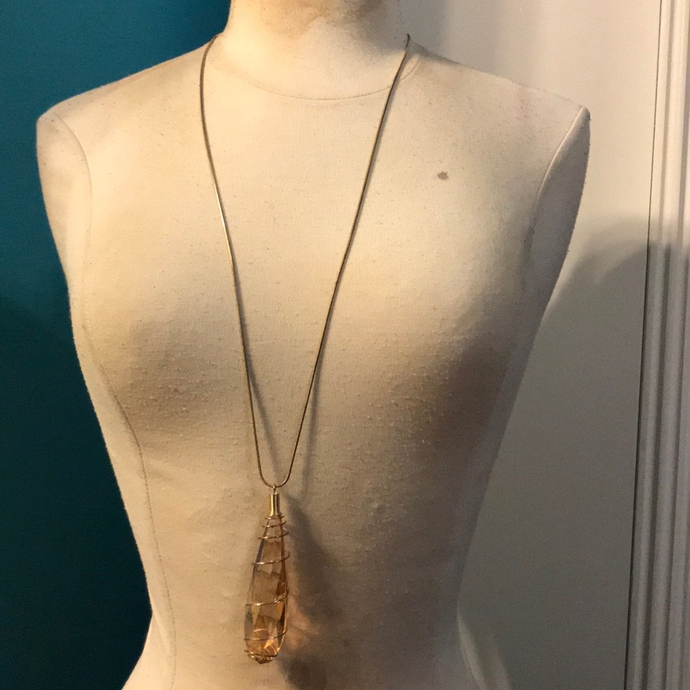Long gold crystal necklace